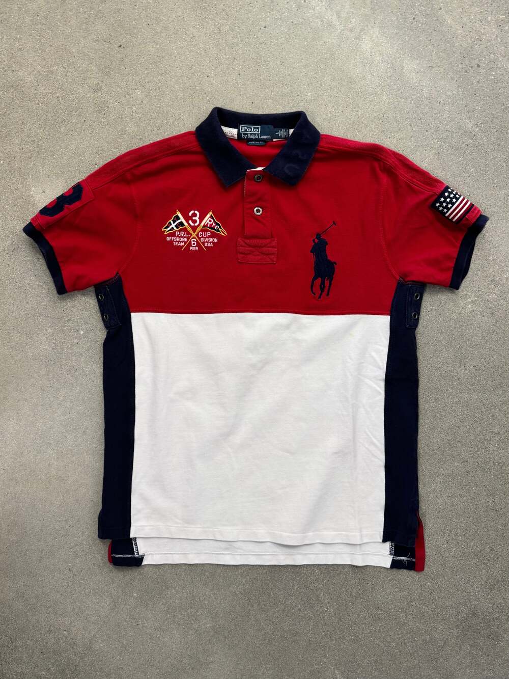 Vintage 90s Polo By Ralph Lauren United States Offshore Big Pony Polo Shirt - L